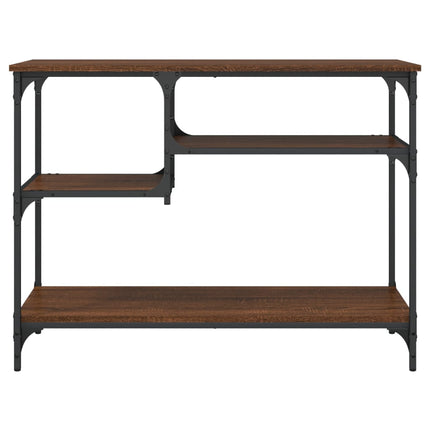 konsolbord med hylder 100x35x75 cm brun egetræsfarve