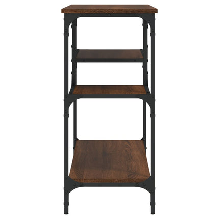 konsolbord med hylder 100x35x75 cm brun egetræsfarve