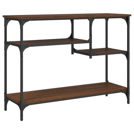 konsolbord med hylder 100x35x75 cm brun egetræsfarve