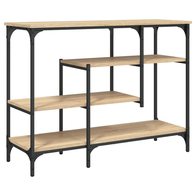 konsolbord med hylder 100x35x75 cm sonoma-eg