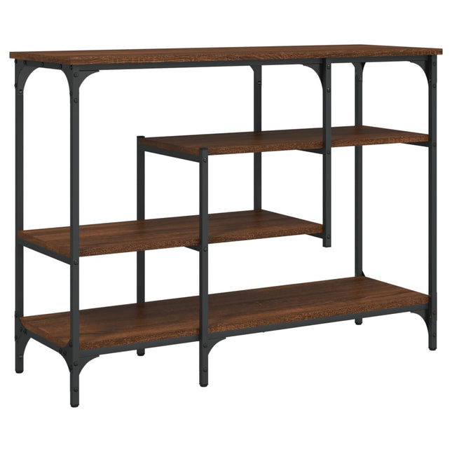 konsolbord med hylder 100x35x75 cm brun egetræsfarve