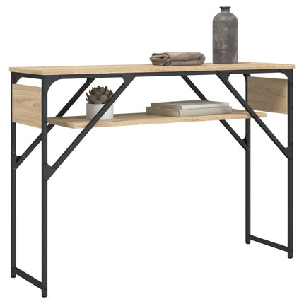 konsolbord med hylde 105x30x75 cm konstrueret træ sonoma-eg