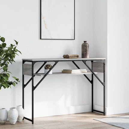 konsolbord med hylde 105x30x75 cm konstrueret træ grå sonoma-eg