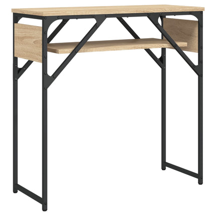 konsolbord med hylde 75x30x75 cm konstrueret træ sonoma-eg