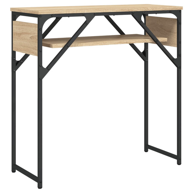 konsolbord med hylde 75x30x75 cm konstrueret træ sonoma-eg