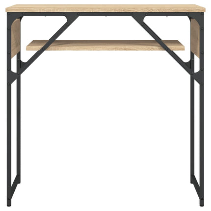 konsolbord med hylde 75x30x75 cm konstrueret træ sonoma-eg