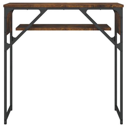konsolbord med hylde 75x30x75 cm konstrueret træ røget eg
