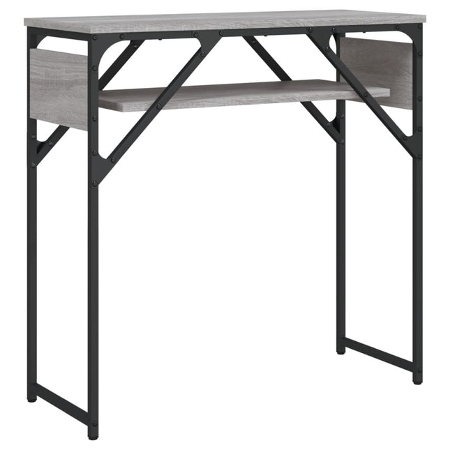 konsolbord med hylde 75x30x75 cm konstrueret træ grå sonoma-eg