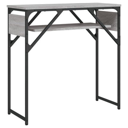 konsolbord med hylde 75x30x75 cm konstrueret træ grå sonoma-eg