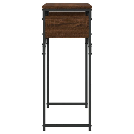 konsolbord med hylde 75x30x75 cm konstrueret træ brunt egetræ