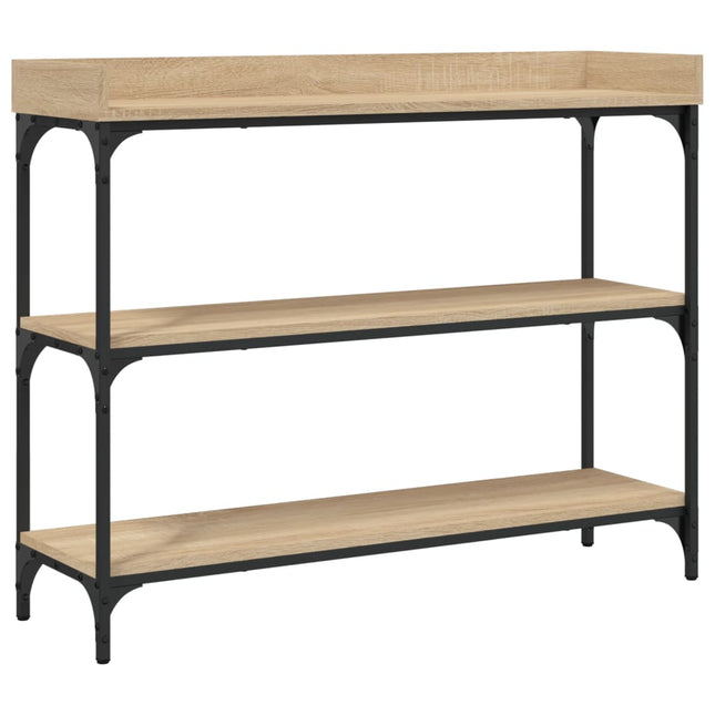 konsolbord med hylder 100x30x80 cm sonoma-eg