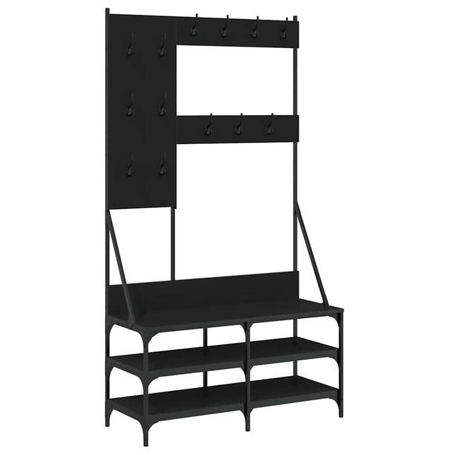 tøjstativ med skoopbevaring 100x40x184 cm sort