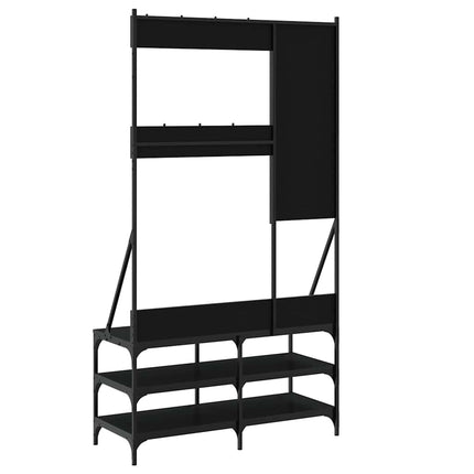 tøjstativ med skoopbevaring 100x40x184 cm sort