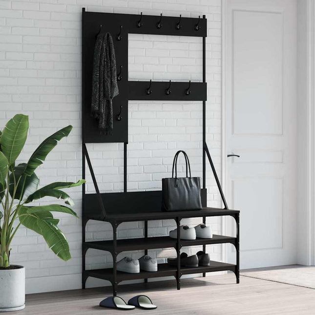 tøjstativ med skoopbevaring 100x40x184 cm sort