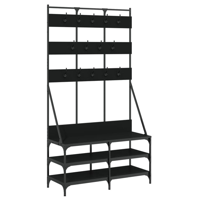tøjstativ med skoopbevaring 100x40x184 cm sort
