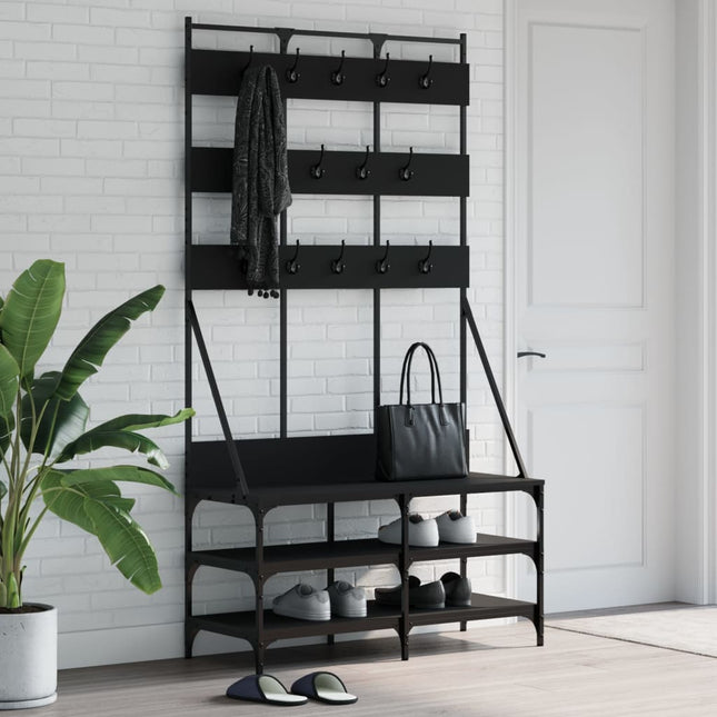 tøjstativ med skoopbevaring 100x40x184 cm sort