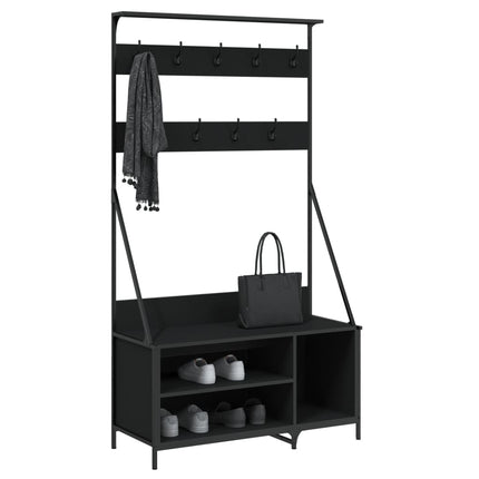 tøjstativ med skoopbevaring 100x41x184 cm sort