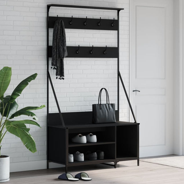 tøjstativ med skoopbevaring 100x41x184 cm sort