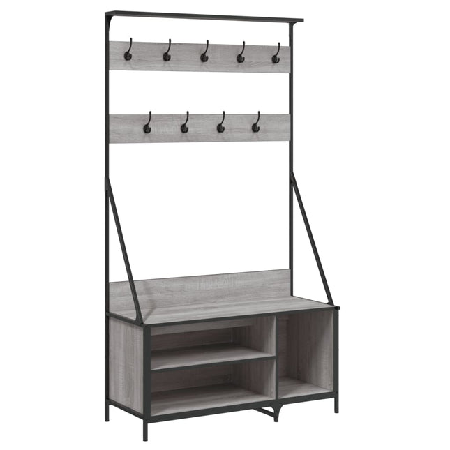 tøjstativ med skoopbevaring 100x41x184 cm grå sonoma-eg