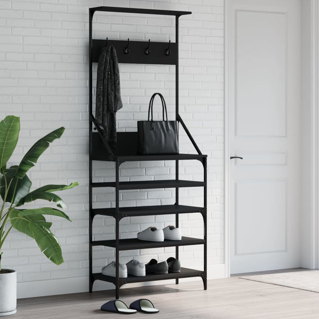 tøjstativ med skoopbevaring 70x34x184 cm sort