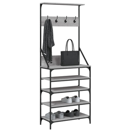 tøjstativ med skoopbevaring 70x34x184 cm grå sonoma-eg