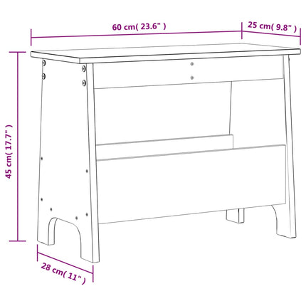 entrébænk 60x28x45 cm massivt fyrretræ gyldenbrun