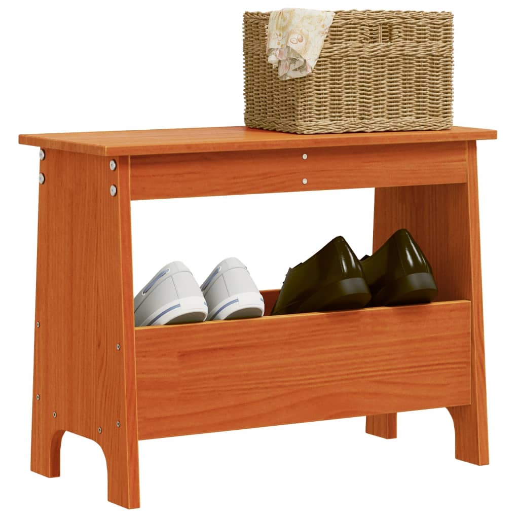 entrébænk 60x28x45 cm massivt fyrretræ gyldenbrun billede