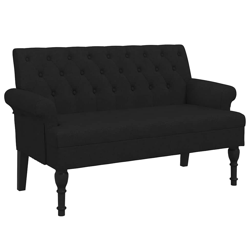 bænk med ryglæn sort 120x62x75,5 cm stof