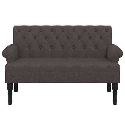 bænk med ryglæn 120x62x75,5 cm stof mørkebrun