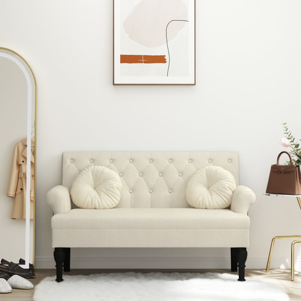 bænk med ryglæn 120x62x75,5 cm hør