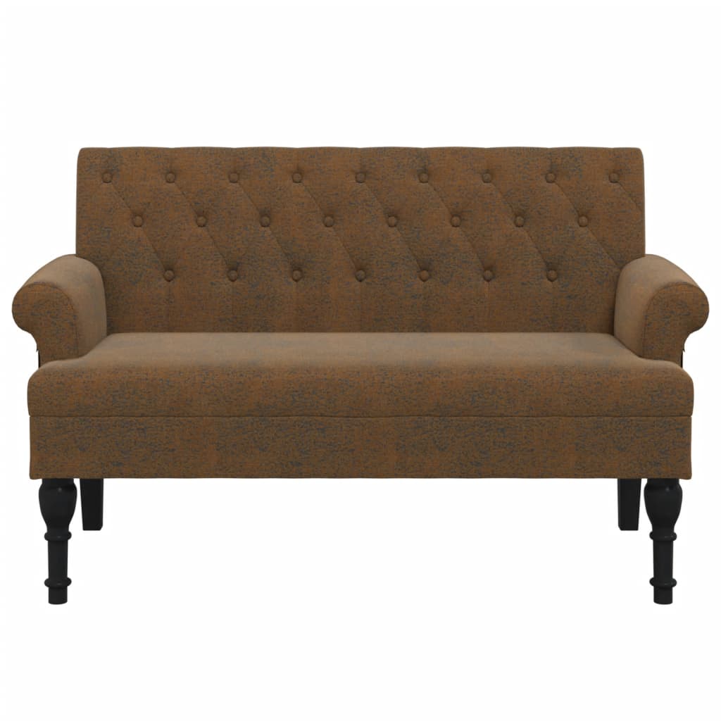 bænk med ryglæn 120x62x75,5 cm imiteret ruskind brun