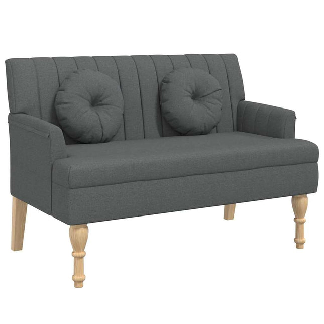 bænk med hynder 113x64,5x75,5 cm stof mørkegrå