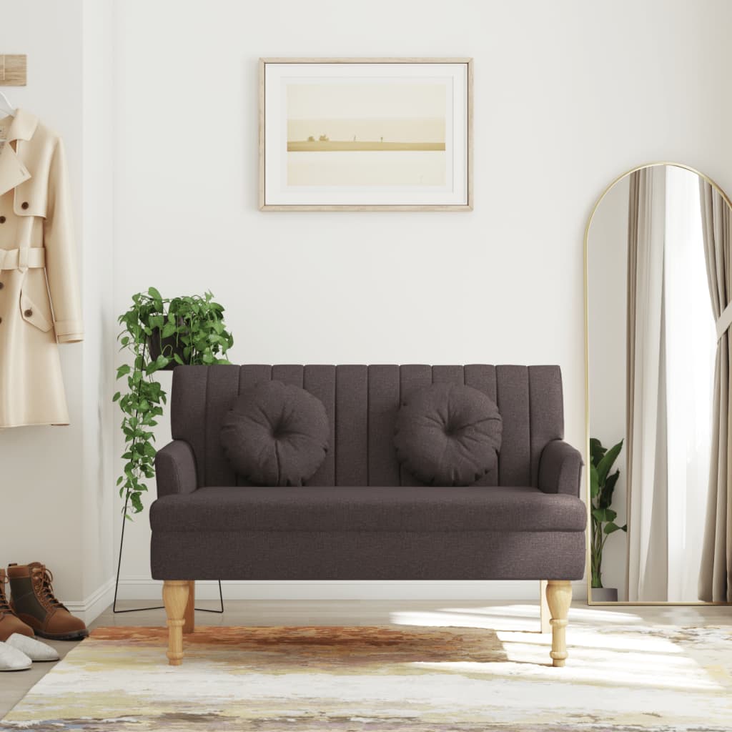 bænk med hynder 113x64,5x75,5 cm stof mørkebrun
