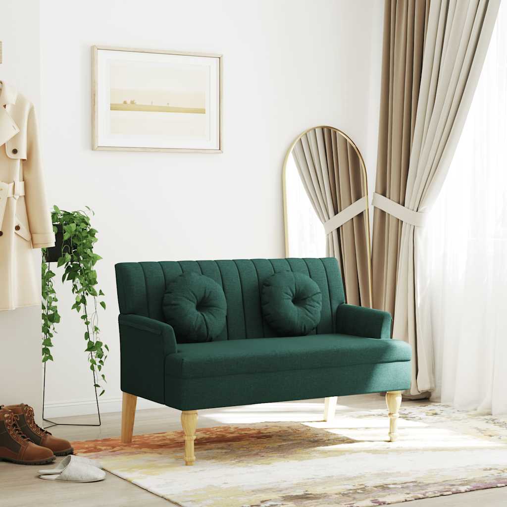 bænk med hynder 113x64,5x75,5 cm stof mørkegrøn billede