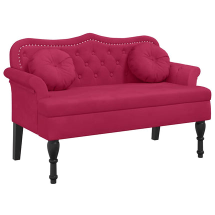 bænk med hynder 120,5x65x75 cm velour vinrød