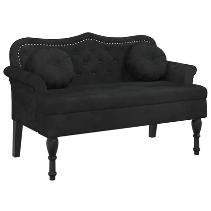 bænk med hynder sort 120,5x65x75 cm fløjl