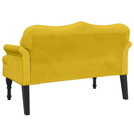 bænk med hynder 120,5x65x75 cm velour gul