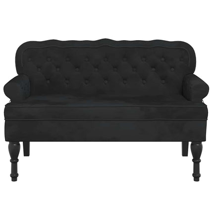 bænk med ryglæn sort 119,5x64,5x75 cm fløjl