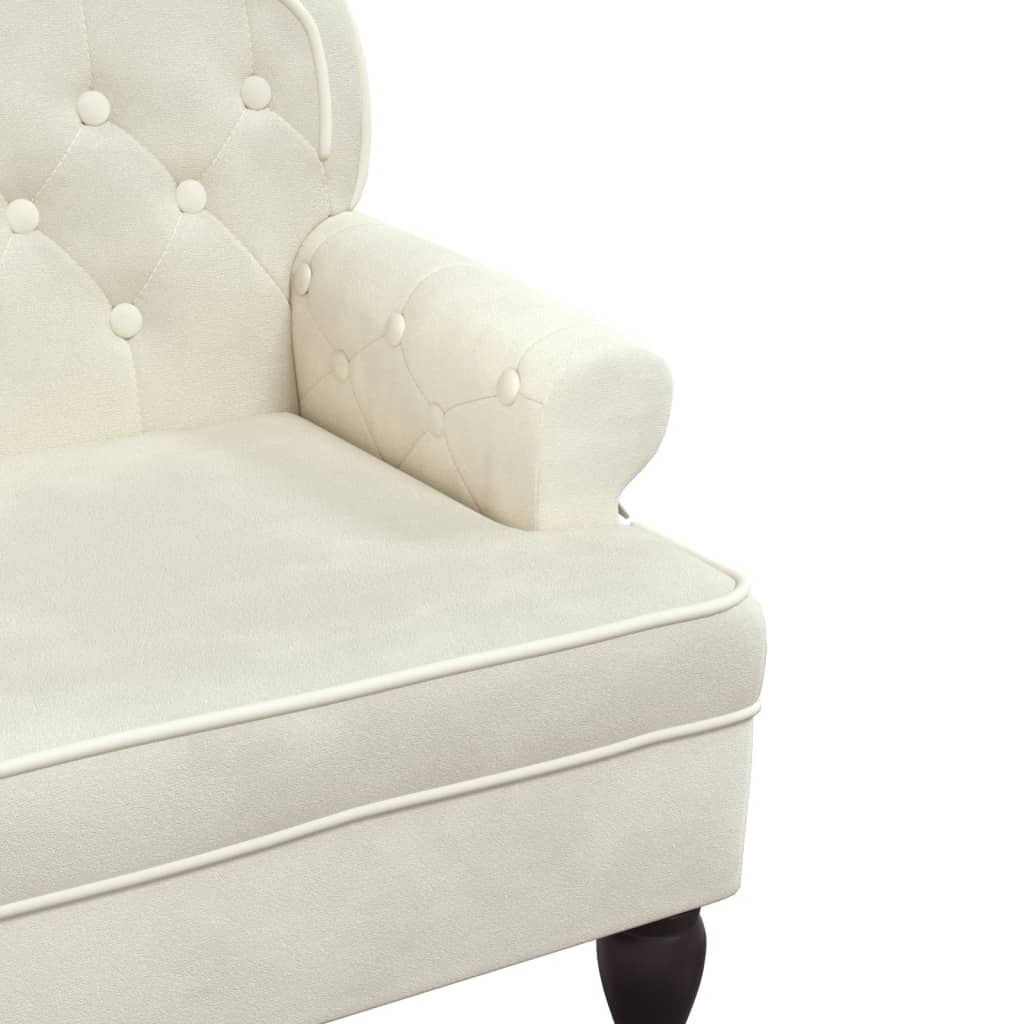 bænk med ryglæn 119,5x64,5x75 cm velour cremefarvet