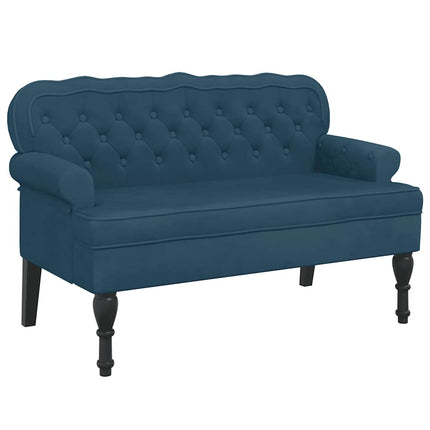 bænk med ryglæn 119,5x64,5x75 cm velour blå