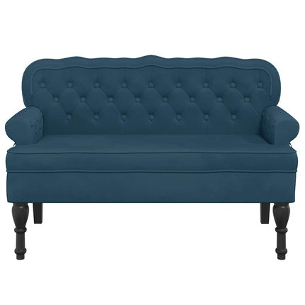 bænk med ryglæn 119,5x64,5x75 cm velour blå