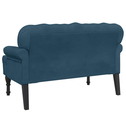 bænk med ryglæn 119,5x64,5x75 cm velour blå