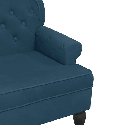 bænk med ryglæn 119,5x64,5x75 cm velour blå