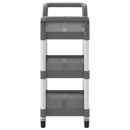 vogn med 3 hylder 77x34x72 cm aluminium grå