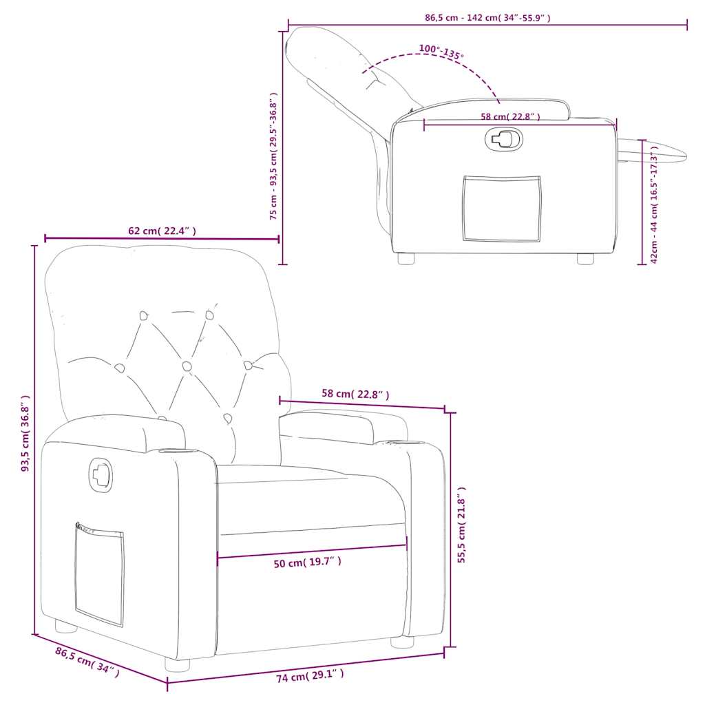 lænestol mørkegrå stof