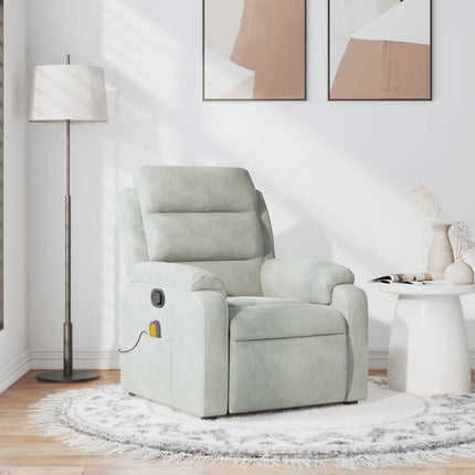 massagestol velour lysegrå