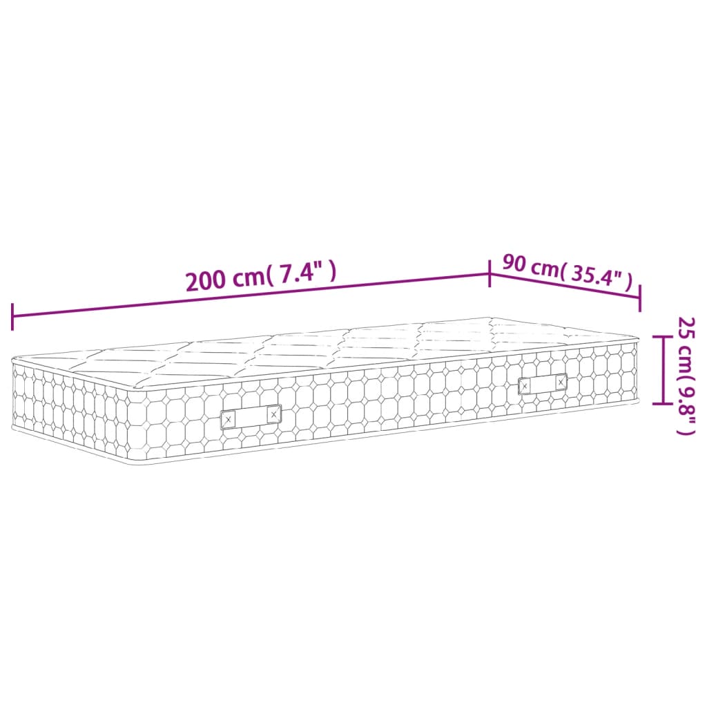 springmadras med pocketfjedre 90x200 cm medium fast