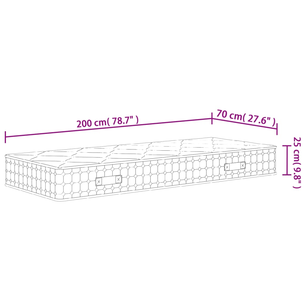 springmadras med pocketfjedre 70x200 cm medium fast
