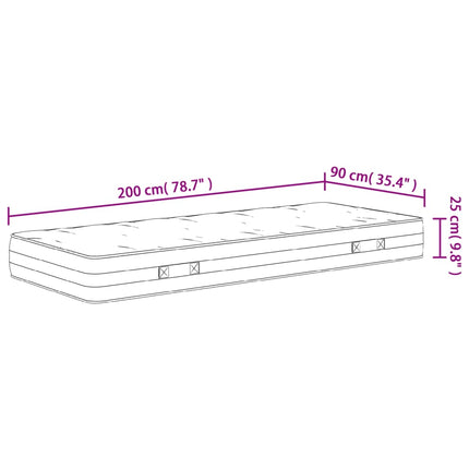 springmadras med pocketfjedre 90x200 cm medium fast