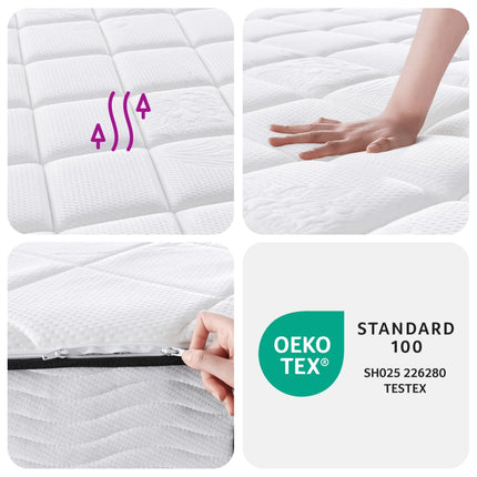 Madras med pocketfjedre Medium Plus 70 x 200 cm 33 cm Hvid
